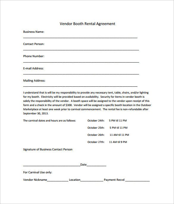 Booth Rental Agreement 8 Download Free Documents In PDF