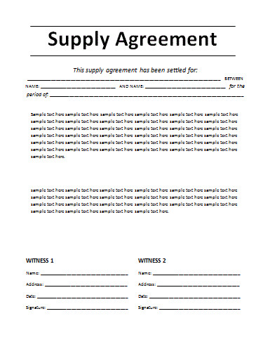 Free Supply Agreement Template