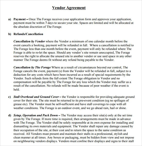 Sample Vendor Contract Template 13 Free Samples