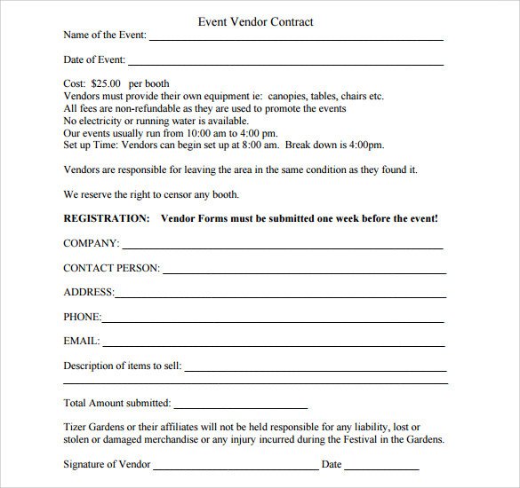 Sample Vendor Contract Template 13 Free Samples