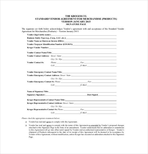 Vendor Agreement Template – 28 Free Word PDF Documents