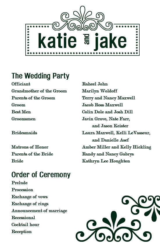 Custom Printables Katie s Wedding Program