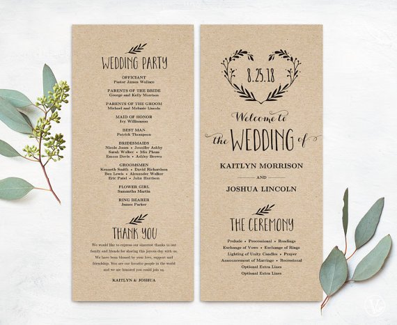 Printable wedding program template Simple Wedding Programs