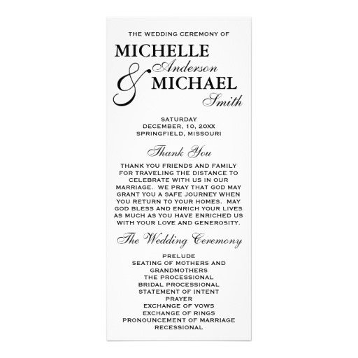 Simple Elegant Wedding Program Rack Card Template