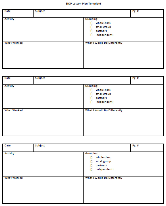 Download SIOP Lesson Plan Template 1 2