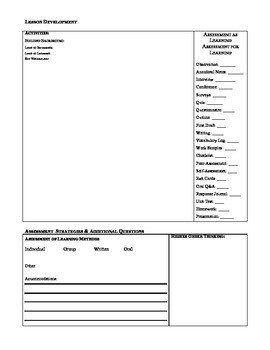 SIOP Lesson Plan Template by Martina s Material