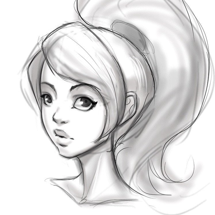 Girl face sketch by ZapFrogArt on DeviantArt