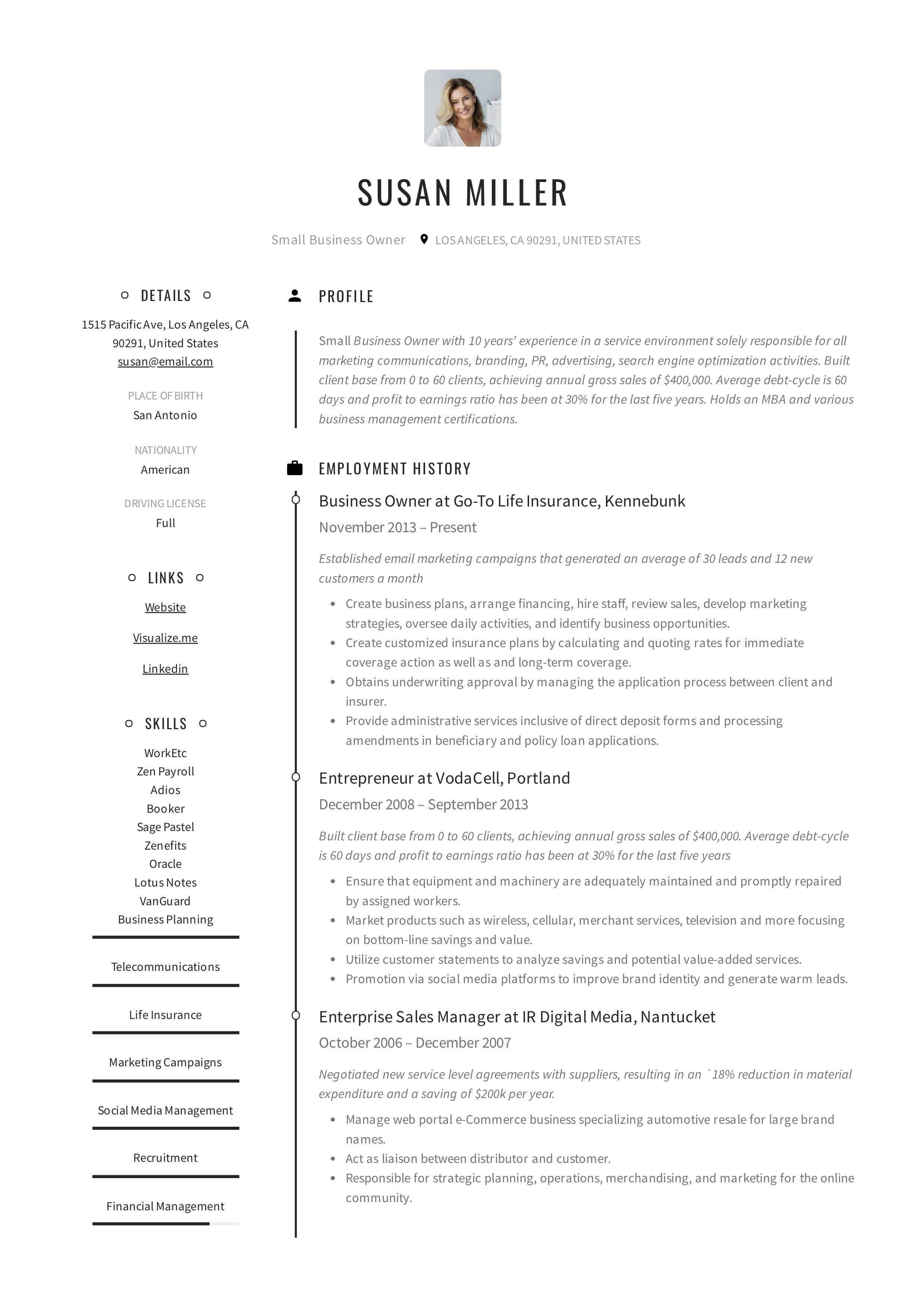 Small Business Owner Resume Guide 12 Examples PDF