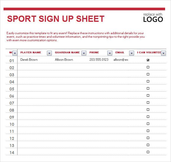Sign Up Sheet Template 10 Free Samples Examples Format
