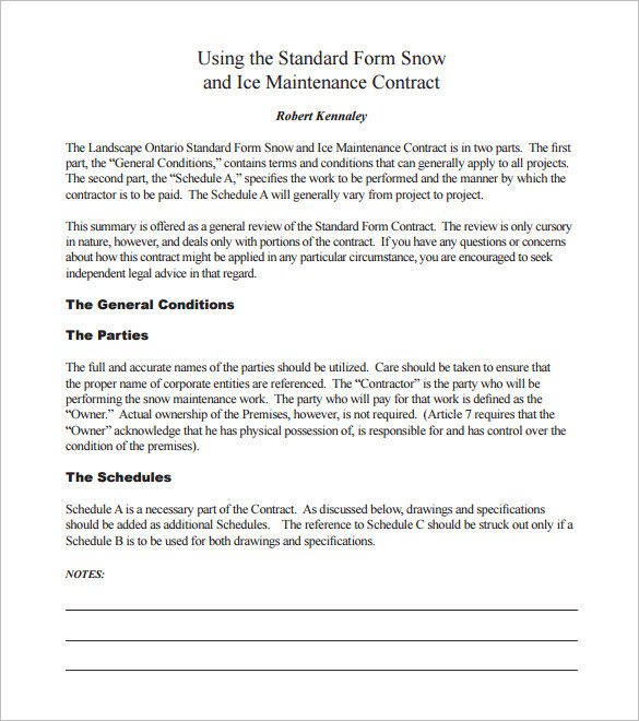 20 Snow Plowing Contract Templates Google Docs PDF