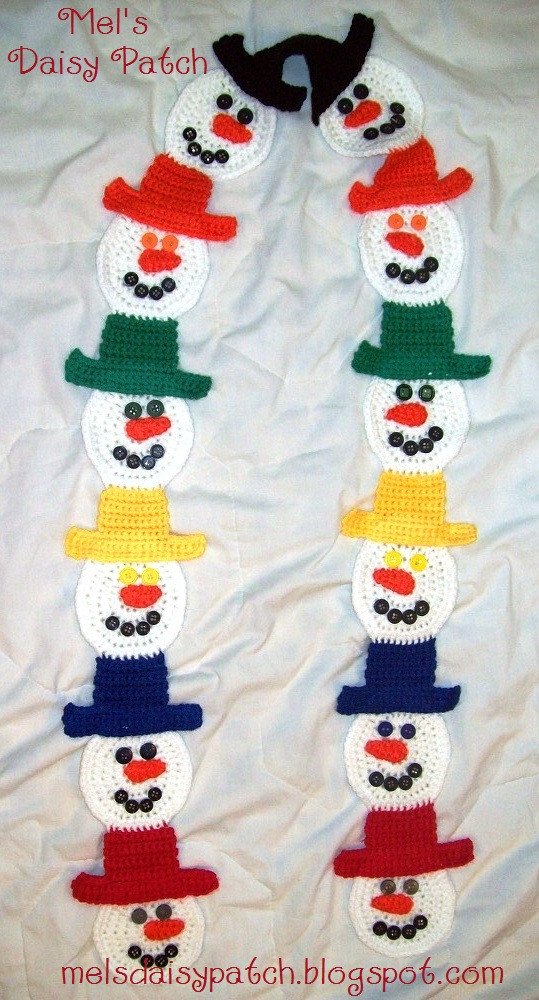 Mel s Daisy Patch Crochet and Crafts Snowman Scarf
