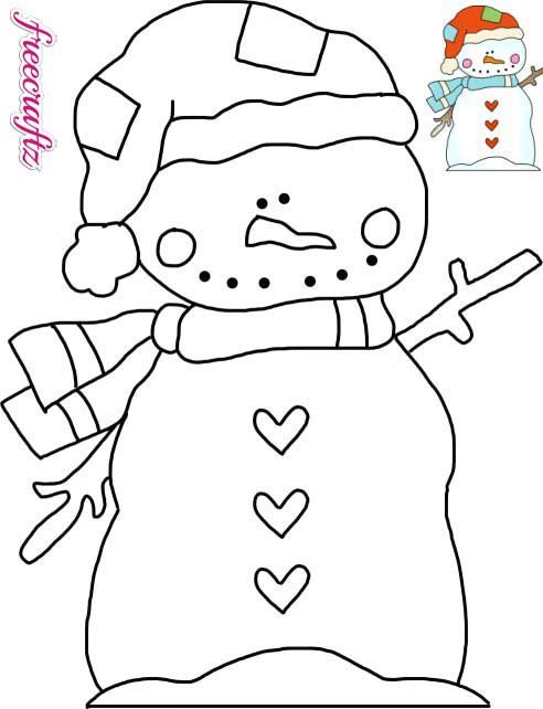 Snowman Template – Wearing a Stocking Cap and Scarf