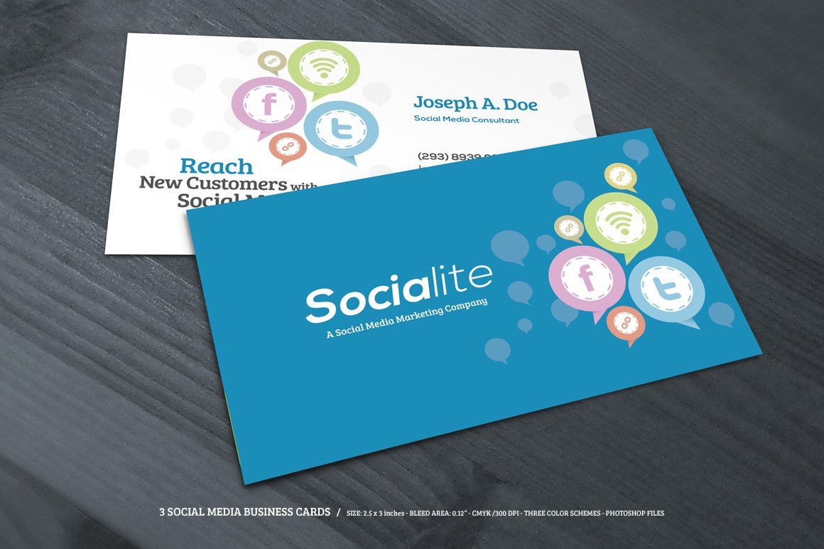 3 Social Media Business Cards Business Card Templates