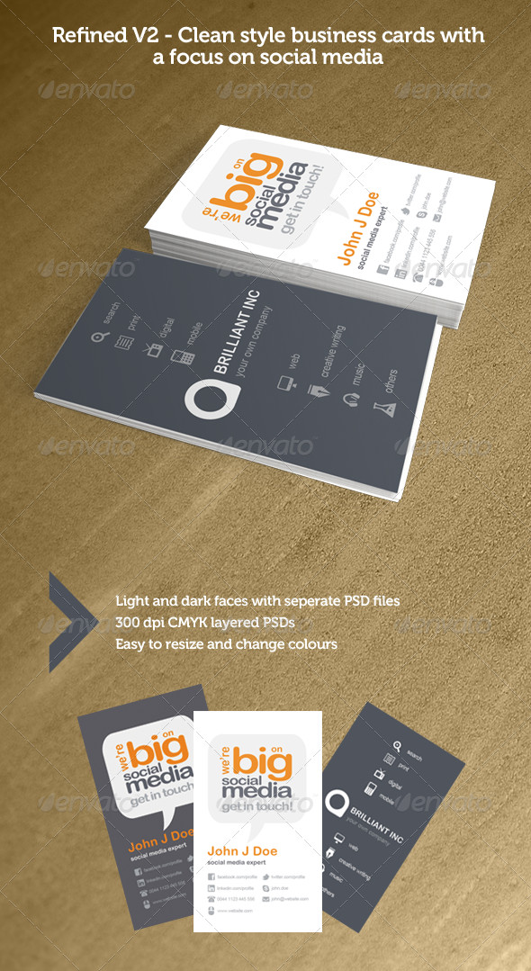 Refined V2 Social Media Business Cards by ather