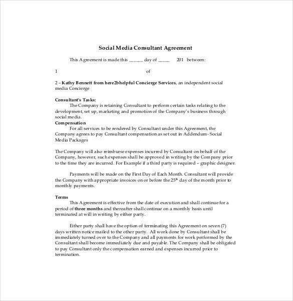 24 Consultant Agreement Templates Word Docs