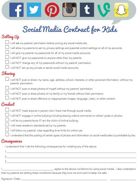 iMom fers New “Social Media Contract for Kids” Printable