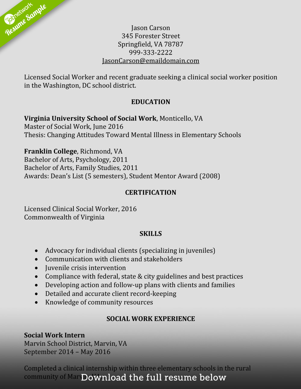 How to Write a Perfect Social Worker Resume Examples