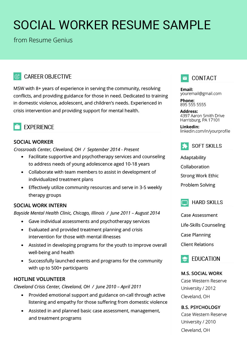 Social Work Resume Sample & Writing Guide