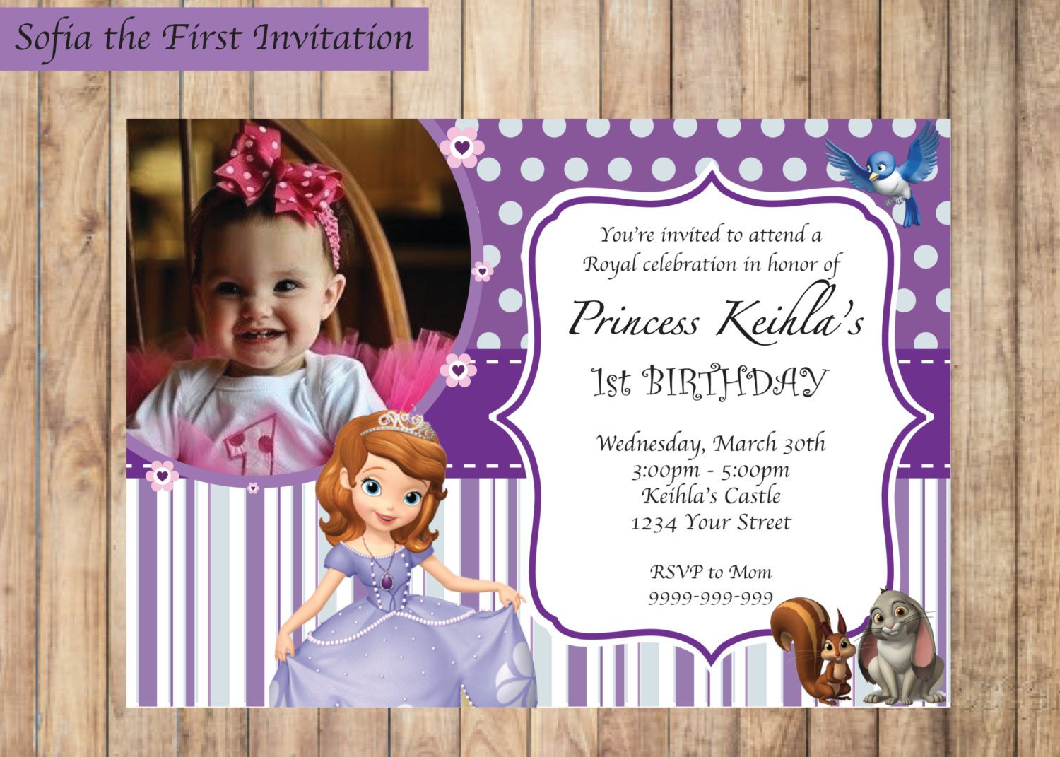 Sofia the First Invitation Printable Birthday Party Invite
