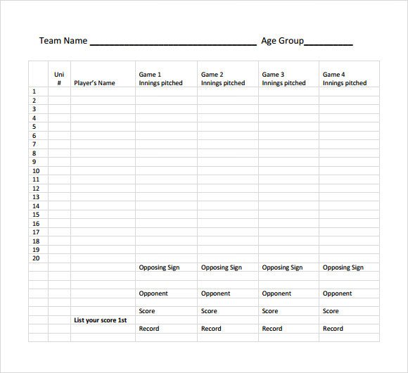 Softball Depth Chart Template