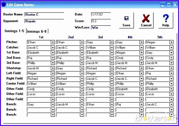 12 Baseball Lineup Excel Template ExcelTemplates