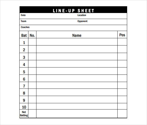 Sample Baseball Roster 6 Documents in PDF