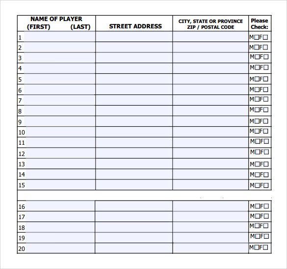 Sample Baseball Roster Template 9 Free Documents in PDF