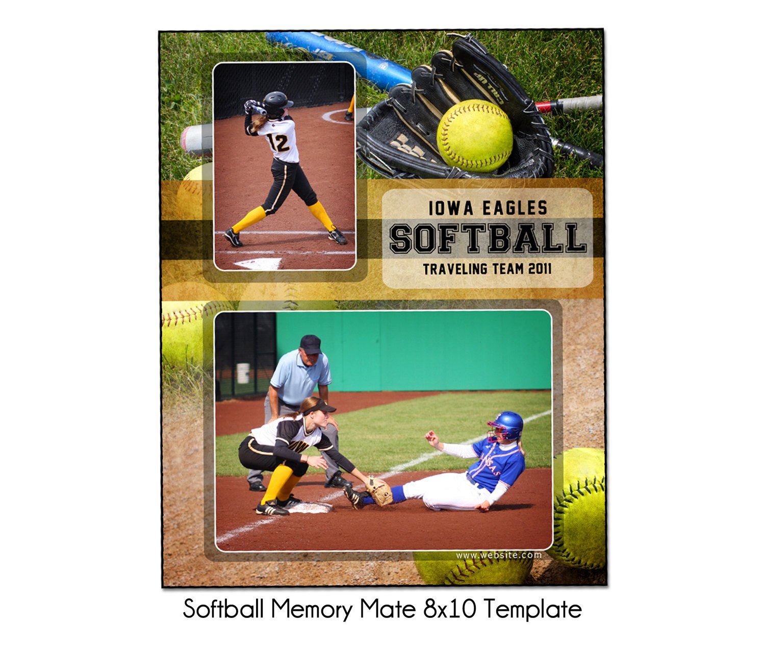 SOFTBALL MM1 8x10 Memory Mate Sports Template