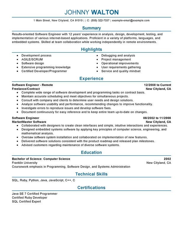Remote Software Engineer Resume Examples – Free to Try