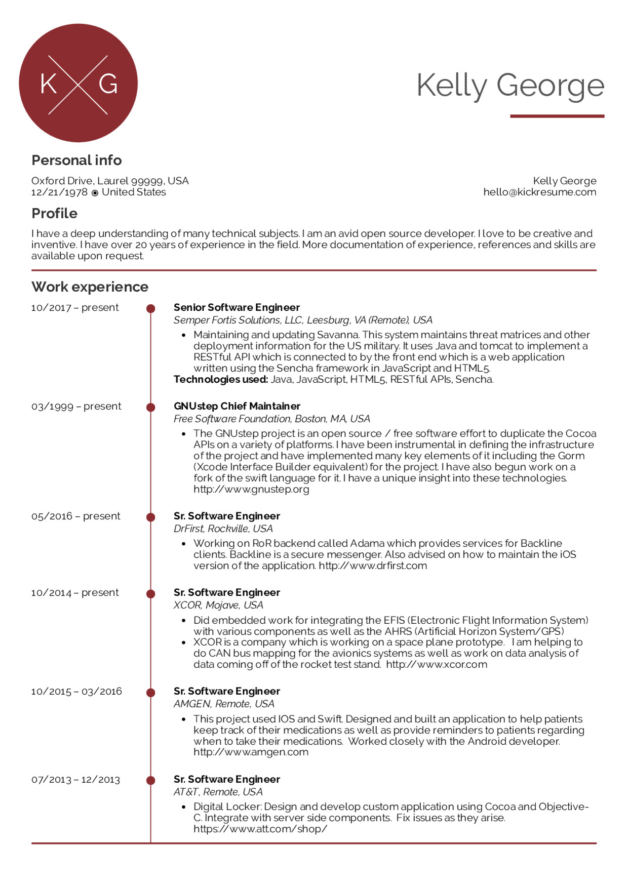 Resume Examples by Real People Senior software engineer