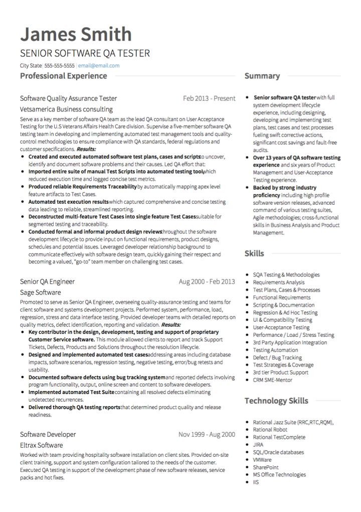 Software Engineer CV examples and template