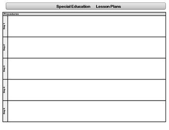 Special Education Standards Based Lesson Plan Templates