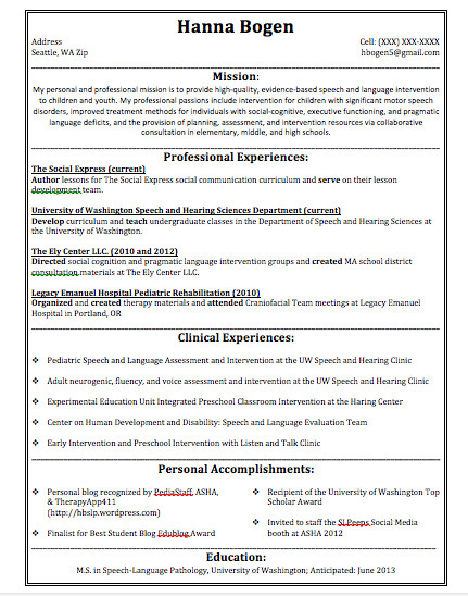 A Tale of Two Resumes – Hanna B SLP