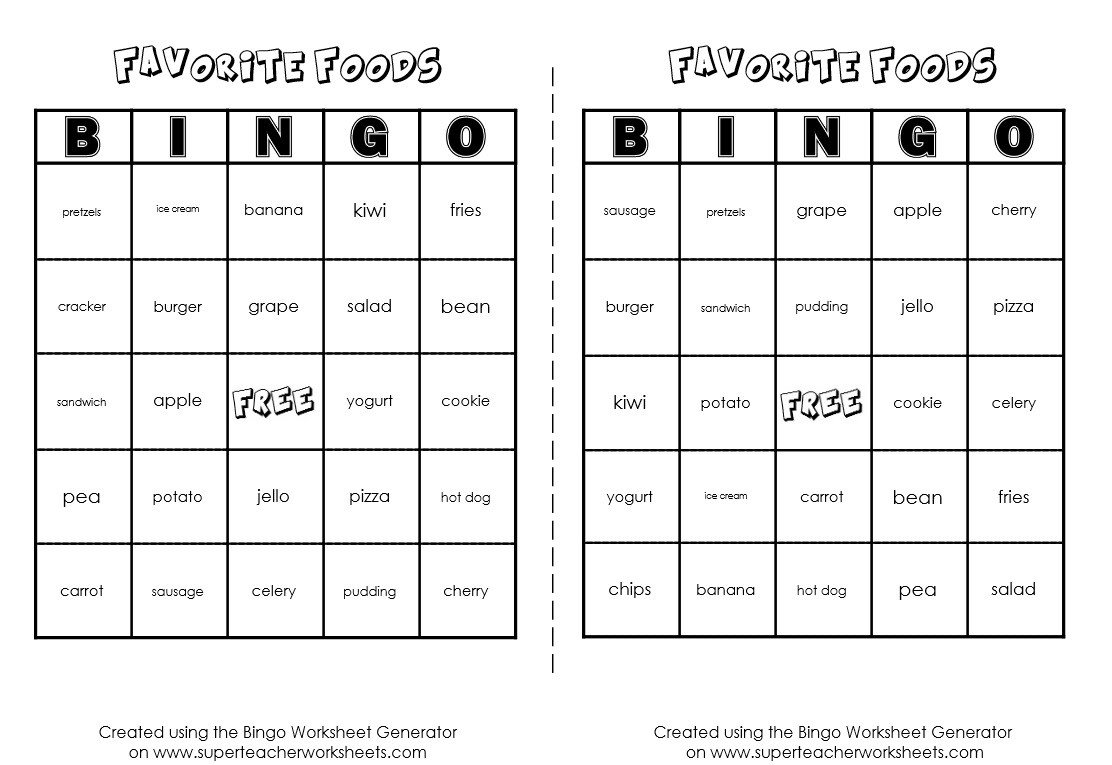 Bingo Game Worksheet Generator