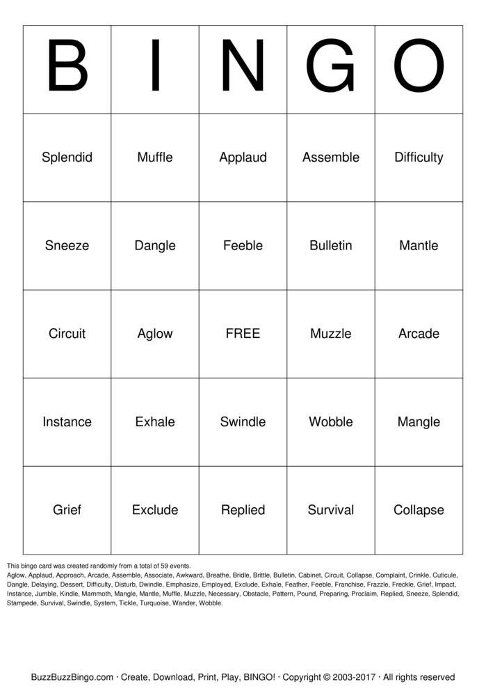 Spelling Bingo Bingo Cards to Download Print and Customize