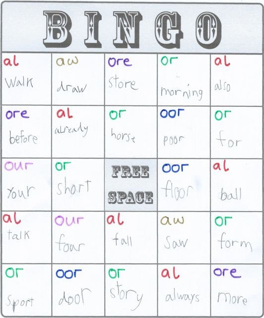 Spelling Word Bingo