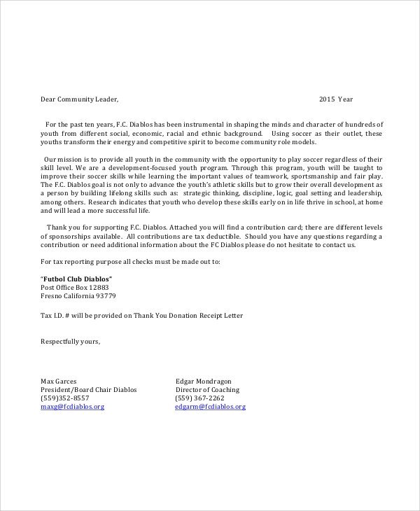 Sample Sponsorship Request Letter 6 Documents In PDF