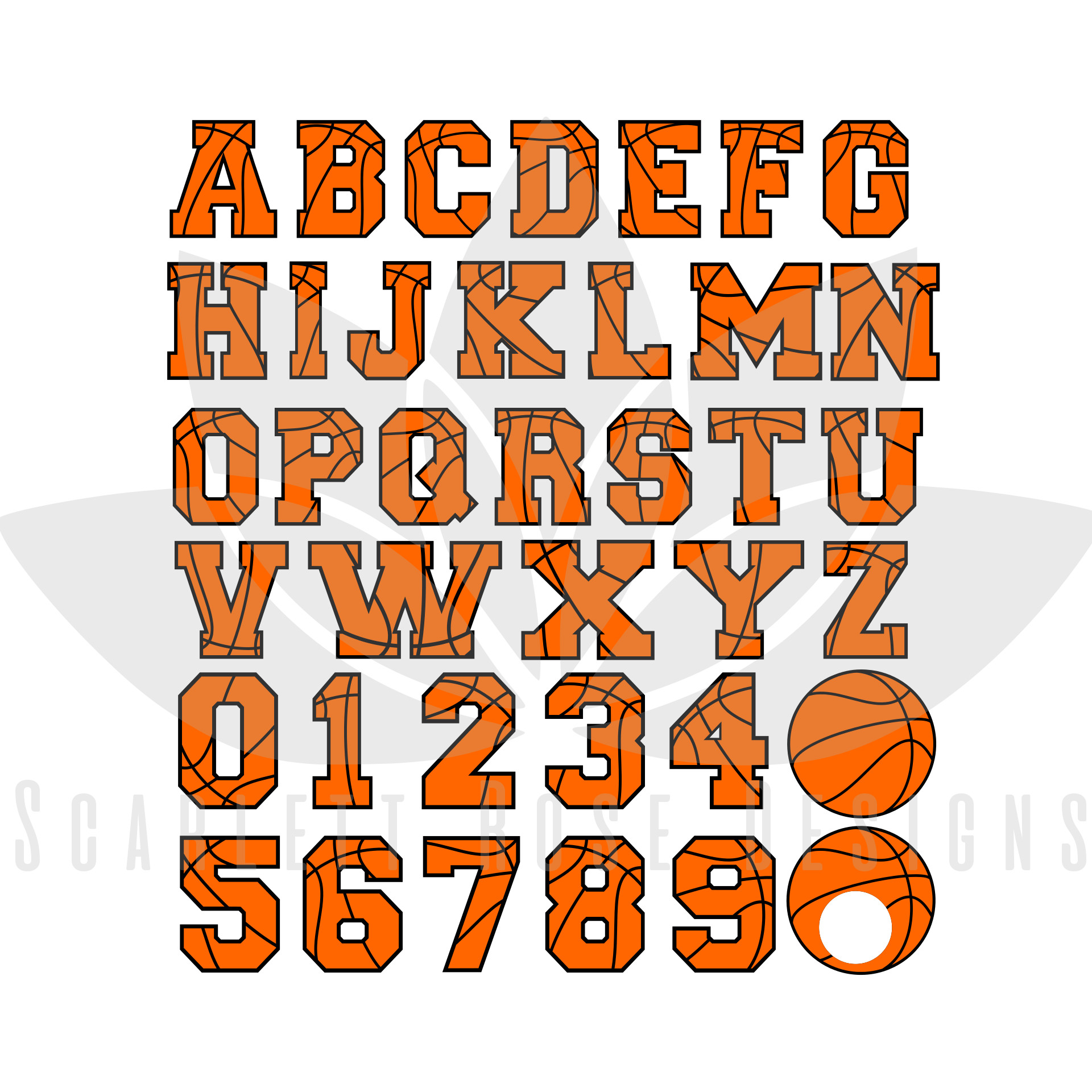 Basketball Font Letters Numbers Monogram SVG cut file