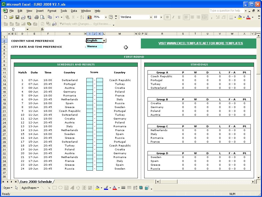 Sports Schedule Maker Excel Template – printable schedule