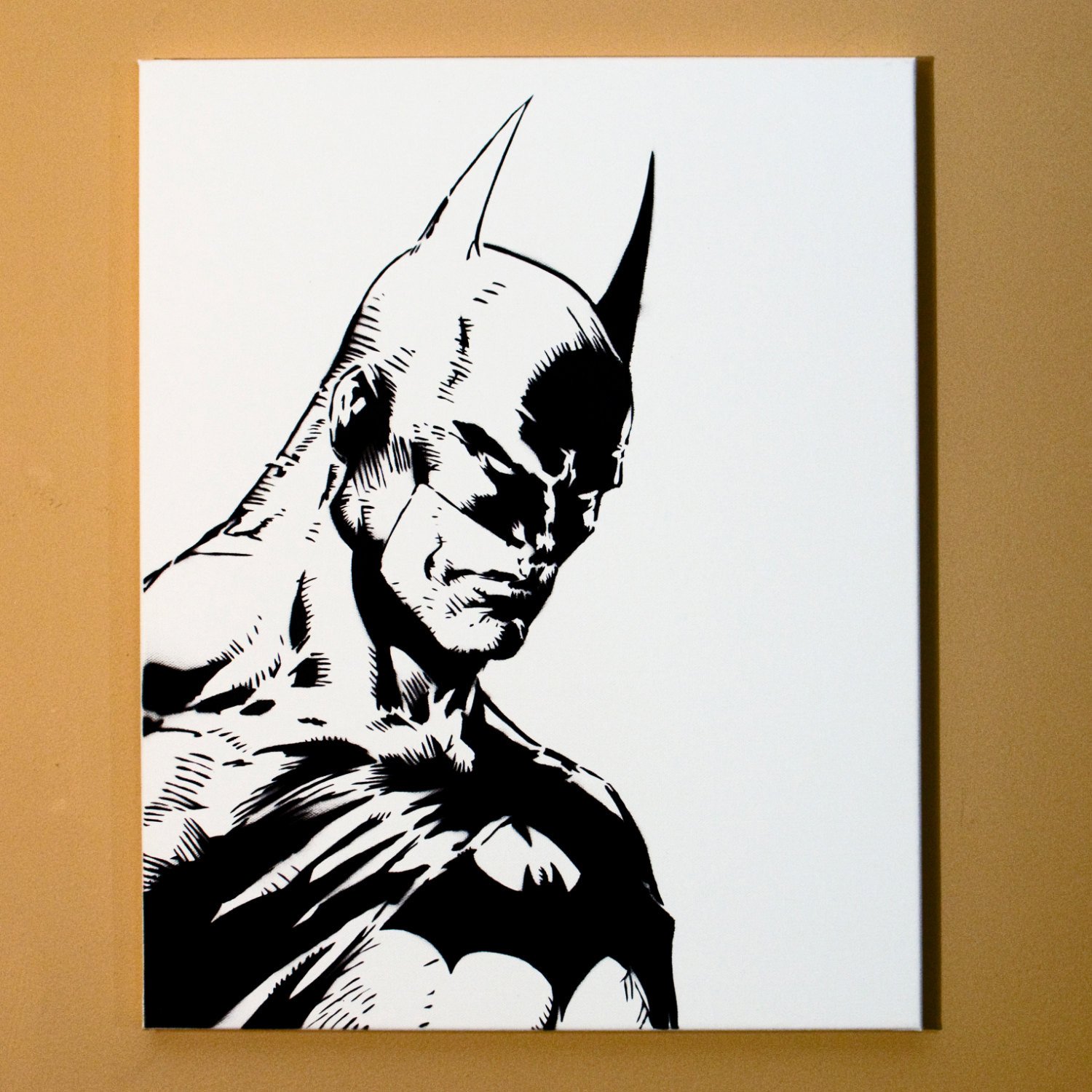 Batman Art Spray Paint from Handmade Stencil Black and