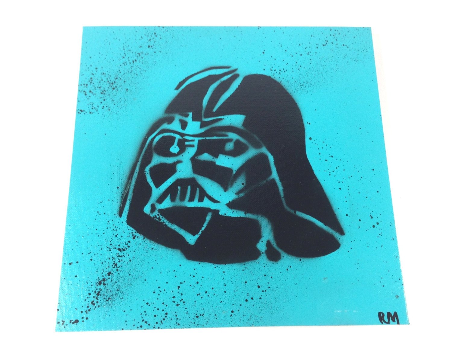 Spray Paint Stencil Art on Canvas Covered Board by