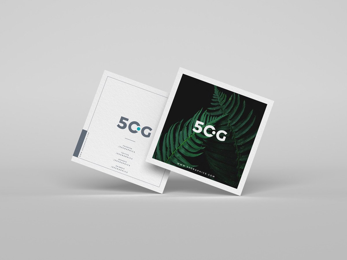 Free Brand Square Business Cards Mockup PSD 50 Graphics
