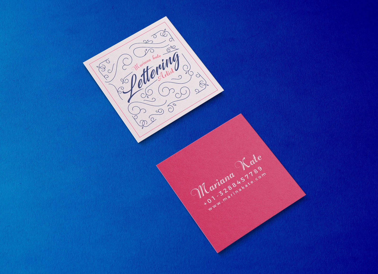 Free Front & Back Square Business Card Mockup PSD Good
