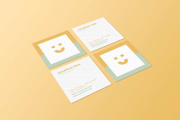 Square business card mockup PSD file