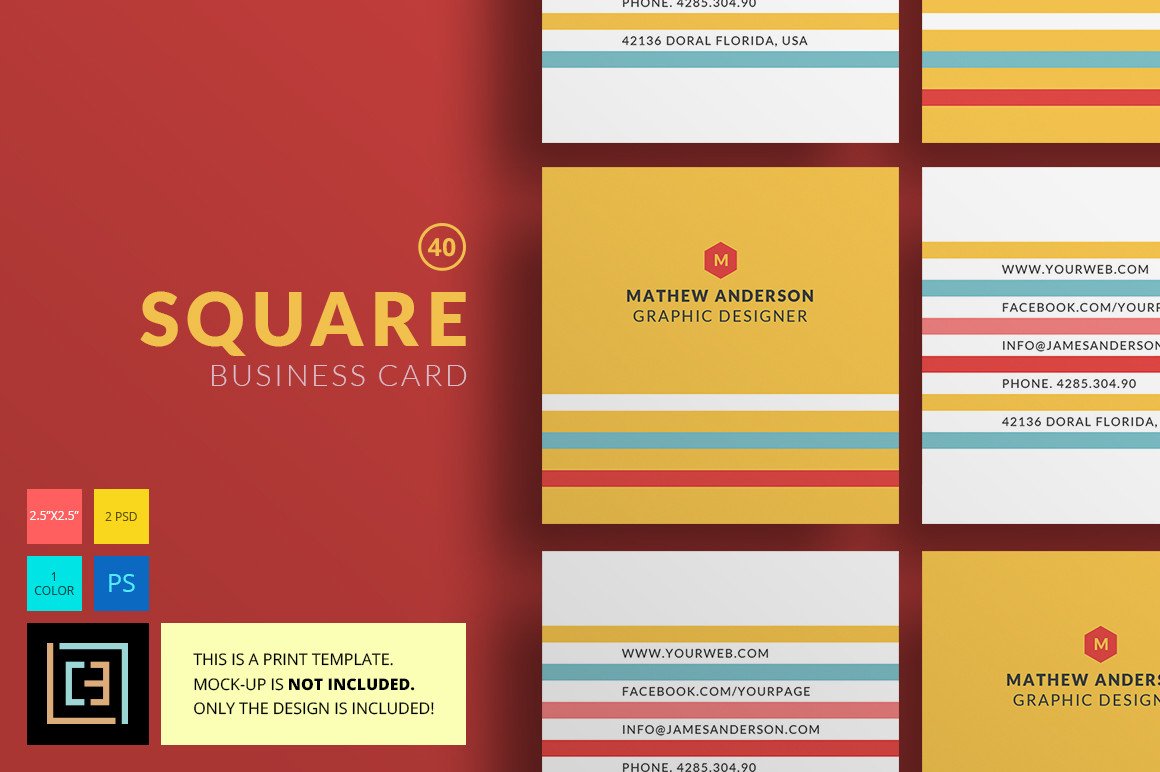 Square Business Card 40 Business Card Templates on