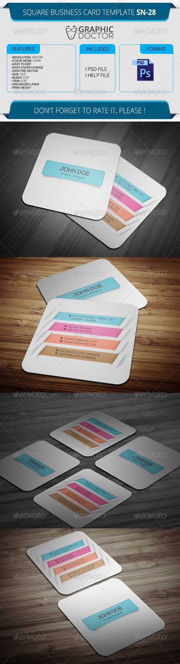 Square Business Card Template SN 28 by GraphicDoctor