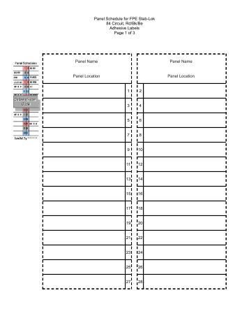 Circuit Breaker Panel Schedule Template to Pin on