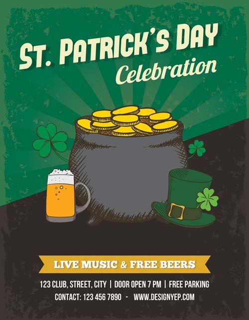 Free Saint Patricks Day PSD Flyer Template Irish Pub
