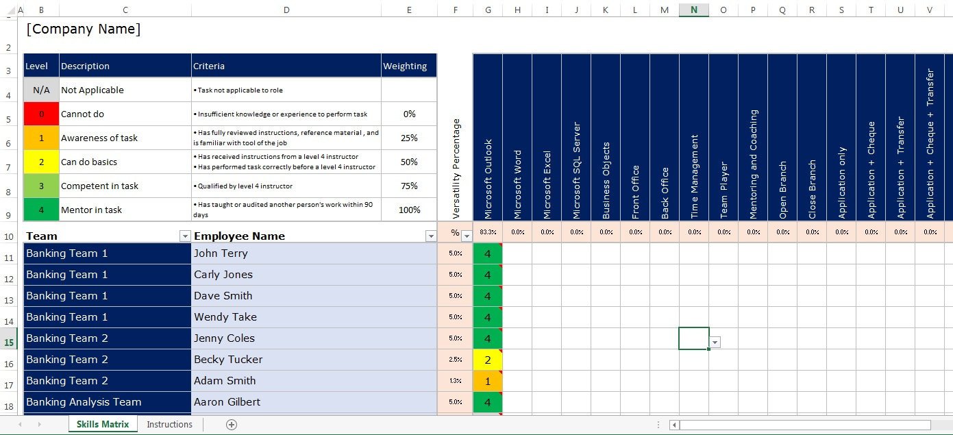 Microsoft Excel Spreadsheet Employee Staff fice Skills