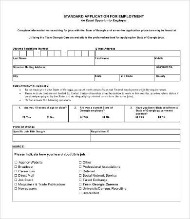 Application For Employment Form 9 Free Word PDF